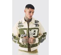 Tall - Bomber oversize à imprimé moto homme - vert - 2XL, vert