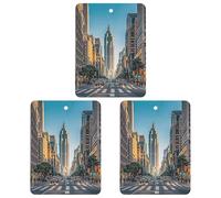Tall Buildings in The City Lot de 3 désodorisants carrés à suspendre pour voiture, maison, bureau, style gris