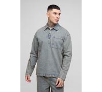 Tall - Chemise de rugby oversize en jean homme - gris - M, gris