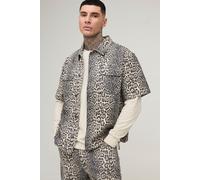 Tall - Chemise oversize délavée à imprimé léopard homme - brun doré - 34, brun doré
