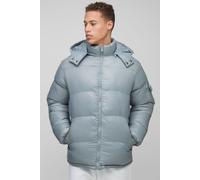 Tall High Shine Hooded Regular Fit Puffer in Grey homme - gris - 2XL, gris
