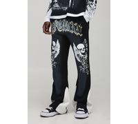 Tall - Jogging flare délavé à imprimé crâne homme - noir - S, noir