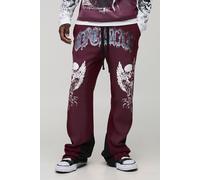 Tall - Jogging flare délavé à imprimé crâne homme - rouge - M, rouge