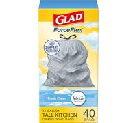 Tall Kitchen Bags, Drawstring, 13Gal. 40BG/BX, White, Sold as 1 Box