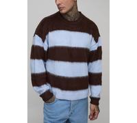 Tall Oversized Boxy Brushed Knit Stripe Jumper homme - brun - 2XL, brun