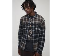 Tall Oversized Boxy Official Distressed check Check Shirt homme - noir - 2XL, noir