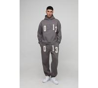 Tall Oversized Boxy Worldwide Applique Hoodie homme - gris - M, gris