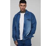 Tall Oversized Boxy Zip Up Denim Overshirt homme - mid wash - 2XL, mid wash