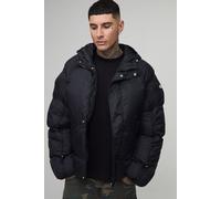 Tall Oversized Fit Ruched Sleeve Panelled Puffer Jacket homme - noir - M, noir