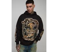 Tall Oversized Gothic Renaissance Print Hoodie homme - noir - L, noir
