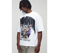 Tall Oversized Heavyweight Over The Seam Angel Printed T-Shirt homme - blanc - XL, blanc
