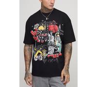 Tall Oversized New York Doodle Graffiti Print T-Shirt homme - noir - S, noir