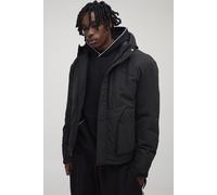 Tall Padded Drawcord Hooded Regular Fit Parka Coat In Black homme - noir - S, noir
