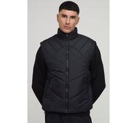 Tall Regular Fit Abstract Quilted Funnel Neck Gilet In Black homme - noir - L, noir