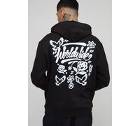 Tall Regular Fit Man Script Graffiti Dove Print Hoodie homme - noir - 2XL, noir
