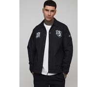 Tall Regular Fit Varsity Badge Collared Coach Jacket homme - noir - 2XL, noir