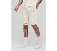 Tall - Short à carreaux et coutures apparentes homme - pierre - XL, pierre