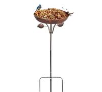 Tall Standing Bird Bath Feeder, Decorative Water and Food Bowl with 5-Pronged Stake, Outdoor Art Accent for Courtyard, Patio, Garden, Lawn, Backyard Landscaping, Attracts Birds,12.01x38.58 in