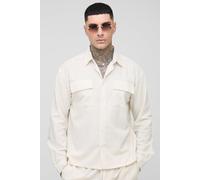 Tall - Surchemise oversize synthétique à manches longues homme - beige - M, beige