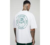 Tall - T-shirt oversize à col montant et imprimé caviar homme - blanc - S, blanc