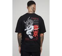 Tall - T-shirt oversize à imprimé dragon homme - noir - S, noir
