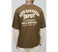 Tall - T-shirt oversize à manches longues homme - dark olive - M, dark olive