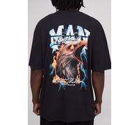 Tall - T-shirt oversize délavé à col montant et imprimé aigle homme - acid wash black - 2XL, acid wash black