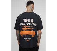 Tall - T-shirt oversize délavé à imprimé corvette homme - noir - S, noir