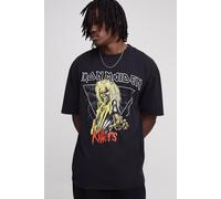 Tall - T-shirt oversize délavé à imprimé Iron Maiden homme - acid wash black - S, acid wash black