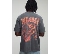 Tall - T-shirt oversize délavé à imprimé Miami homme - gris - S, gris