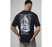 Tall - T-shirt oversize délavé à imprimé Monaco homme - noir - XL, noir