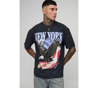Tall - T-shirt oversize délavé à imprimé New York homme - gris - 2XL, gris
