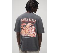 Tall - T-shirt oversize délavé à imprimé pizza homme - noir - S, noir