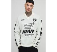Tall - T-shirt oversize en maille à imprimé moto homme - ecru - M, ecru