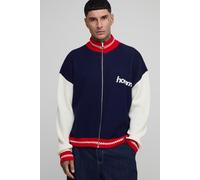 Tall - Veste zippée à col montant en maille homme - bleu - M, bleu