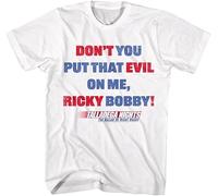 Talladega Nights Don't You Put That Evil on Me Ricky Bobby Mens White Short Sleeve T Shirt Graphic Tee Manches Courtes(Small)
