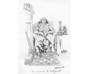 Talleyrand tiré du dessin de Daniel Maclise dans le magazine Fraser. Charles-Maurice de Talleyrand-P rigord 1754 1838 1er prince de Bénévent puis prince de Talleyrand. ecclésiastique français et