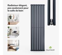 Tallheo 47 x 160 cm radiateur sèche-serviettes tubulaire 1472 W eau chaude 1/2