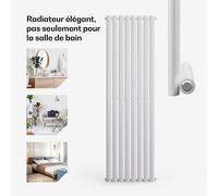 Tallheo 47 x 160 radiateur sèche-serviettes tubulaire 728 W eau chaude 1/2