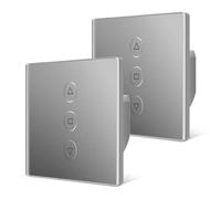 Tallifun 2 Pack Interrupteur Volet Roulant Connecté, 80 * 80mm Interrupteur de Stores WiFi Compatible Alexa/Google Home/SmartLife, APP Contrôle à Distance - Fil Neutre Requis (Gris)