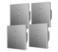 Tallifun 4 Pack Interrupteur Volet Roulant Connecté, 80 * 80mm Interrupteur de Stores WiFi Compatible Alexa/Google Home/SmartLife, APP Contrôle à Distance - Fil Neutre Requis (Gris)