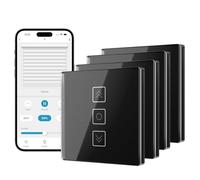 Tallifun 4 Pack Interrupteur Volet Roulant Connecté avec Fonction Pourcentage, Interrupteur Mural Commande Vocale Programmation pour Rideaux Compatible Alexa/Google Home/Smartlife (Noir)