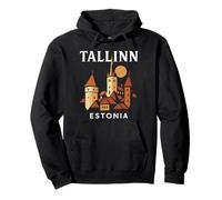Tallinn Estonie Vieille Ville médiévale Vintage rétro estonien Sweat à Capuche