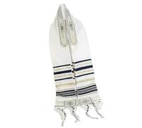 Tallit - Couvre-tête messianique respirant avec franges ornées - Idéal pour les pratiques spirituelles et les célébrations - Écharpe de culte traditionnelle, bleu marine, taille unique