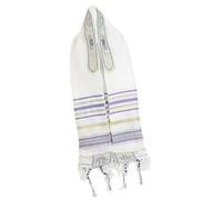 Tallit Masque messianique respirant avec franges ornées Idéal pour les pratiques spirituelles et les célébrations, violet clair, taille unique