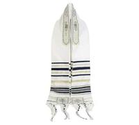 Tallit Masque messianique respirant avec franges ornées Idéal pour les pratiques spirituelles et les célébrations, bleu marine, taille unique