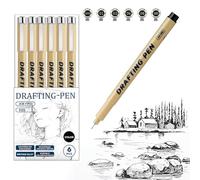 tallkeey Lot de 6 stylos à pointe fine - Noir - Imperméables et indélébiles - Liner de précision pour Zentangle, Mandala, lettrage à la main et esquisse - Kit de dessin - Pas de perforation - Séchage
