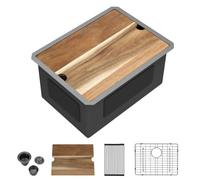 Talllor Évier à linge encastrable de 61 x 45,7 cm, profondeur de 30,5 cm | Évier de buanderie simple en acier inoxydable avec un bol de 30,5 cm de profondeur, montage encastrable #TLU-0054