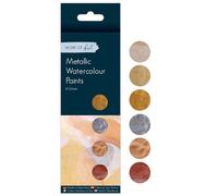 Tallon Lot de 6 peintures aquarelles métallisées dorées, bronzes, argentées