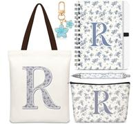 Talltalk Lot de 5 sacs fourre-tout avec initiale pour femme, beige bleu